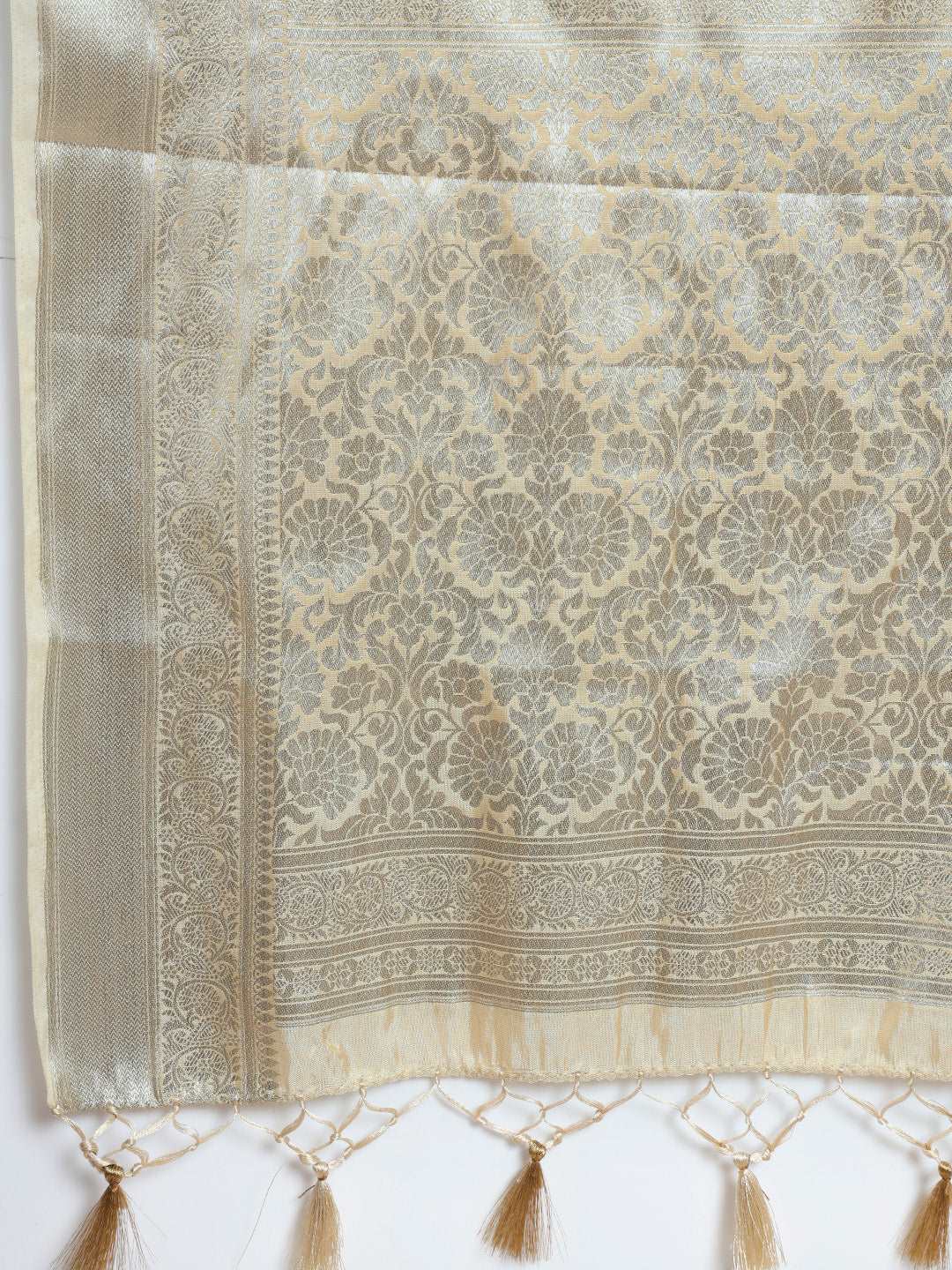 Mimosa Womens Art Silk Saree Kasavu Cream Color