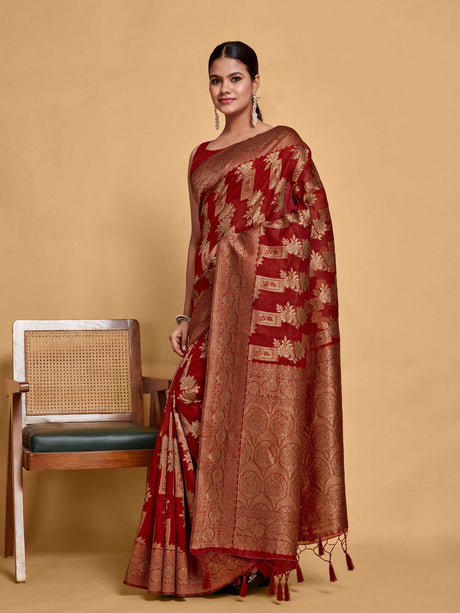 Mimosa Women's Woven Design Banarasi Art Silk Saree With Blouse Piece : SA00001215MRFREE