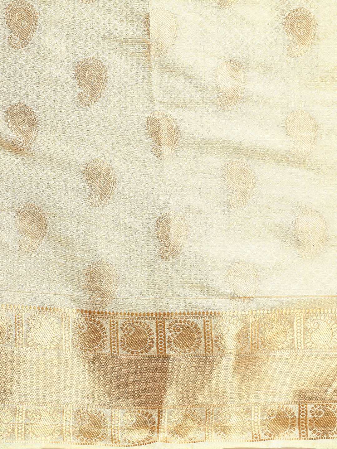 Mimosa Womens Art Silk Saree Kasavu Cream Color