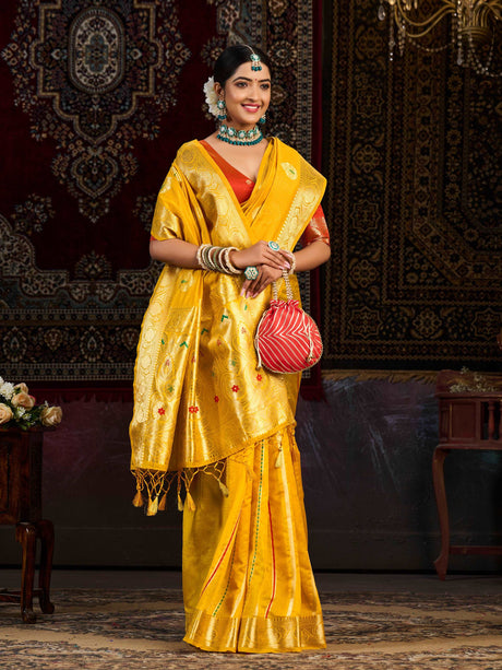 Mimosa Women's Woven Design Bishnupur Art Silk Saree With Blouse Piece : SA0000866GD