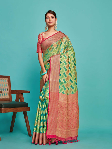 Mimosa Women's Woven Design Banarasi Art Silk Saree With Blouse Piece : SA00001212SFFREE