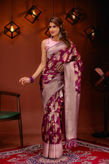 Mimosa Women's Woven Design Kanjivaram Style Art Silk Saree With Blouse Piece : SA00001735WNFREE