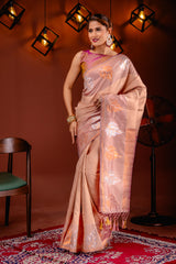 Mimosa Women's Woven Design Kanjivaram Style Art Silk Saree With Blouse Piece : SA00001760PCFREE