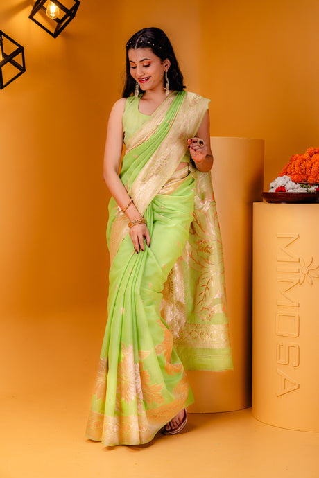 Mimosa Women's Woven Design Banarasi Style Art Silk Saree With Blouse Piece : SA00001780PSFREE