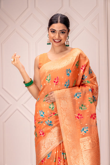 Mimosa Women's Woven Design Banarasi Style Art Silk Saree With Blouse Piece : SA00001603PCFREE