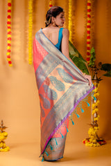 Mimosa Women's Woven Design Kanjivaram Style Art Silk Saree With Blouse Piece : SA00001609PCFREE