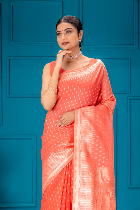 Mimosa Women's Woven Design Banarasi Style Art Silk Saree With Blouse Piece : SA00001755GJFREE