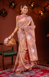 Mimosa Women's Woven Design Kanjivaram Style Art Silk Saree With Blouse Piece : SA00001760PCFREE