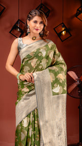 Mimosa Women's Woven Design Kanjivaram Style Art Silk Saree With Blouse Piece : SA00001735OLFREE
