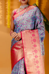 Mimosa Women's Woven Design Kanjivaram Style Art Silk Saree With Blouse Piece : SA00001810ANFREE