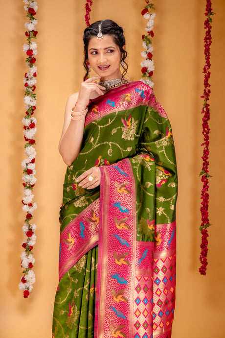 Mimosa Women's Woven Design Kanjivaram Style Art Silk Saree With Blouse Piece : SA00001605OLFREE