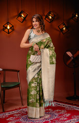 Mimosa Women's Woven Design Kanjivaram Style Art Silk Saree With Blouse Piece : SA00001736OLFREE