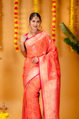 Mimosa Women's Woven Design Kanjivaram Style Art Silk Saree With Blouse Piece : SA00001648GDFREE