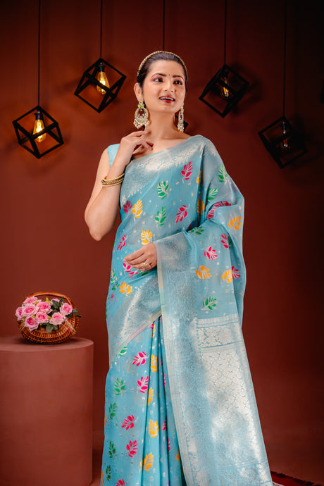Mimosa Women's Woven Design Banarasi Style Art Silk Saree With Blouse Piece : SA00001603SFFREE