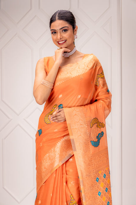 Mimosa Women's Woven Design Banarasi Style Art Silk Saree With Blouse Piece : SA00001743PCFREE