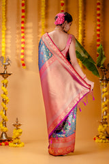 Mimosa Women's Woven Design Kanjivaram Style Art Silk Saree With Blouse Piece : SA00001608IBFREE