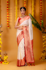 Mimosa Women's Woven Design Kanjivaram Style Art Silk Saree With Blouse Piece : SA00001607OFWFREE