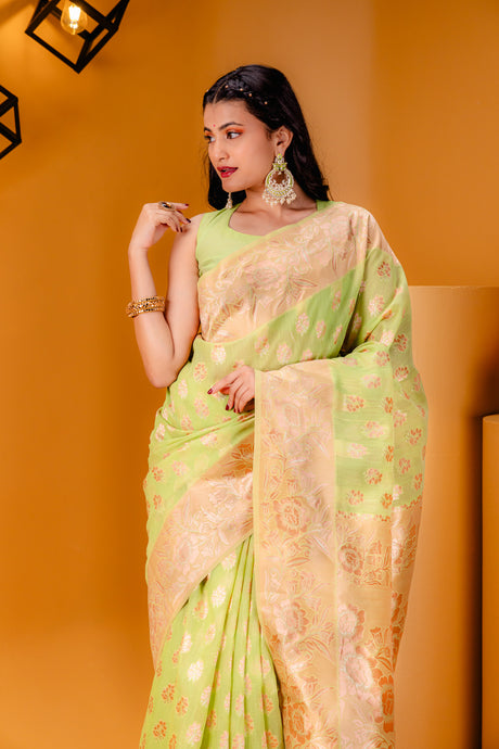 Mimosa Women's Woven Design Banarasi Style Art Silk Saree With Blouse Piece : SA00001804PSFREE