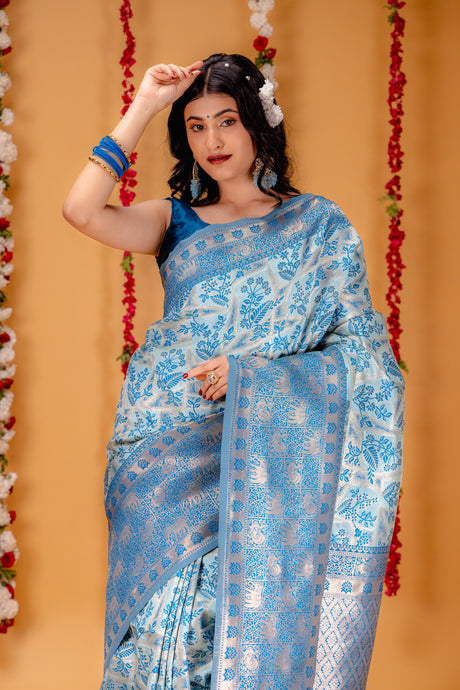 Mimosa Women's Woven Design Banarasi Style Art Silk Saree With Blouse Piece : SA00001582SFFREE