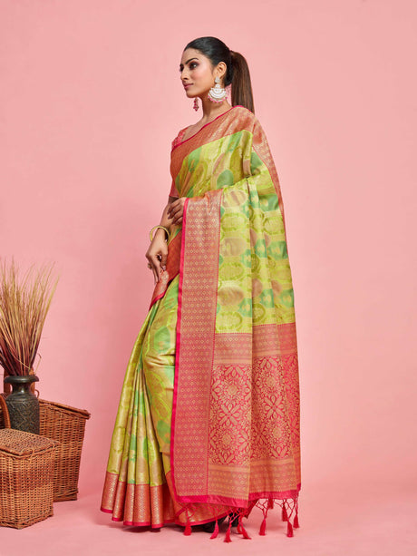 Mimosa Women's Woven Design Banarasi Art Silk Saree With Blouse Piece : SA00001244LRFREE