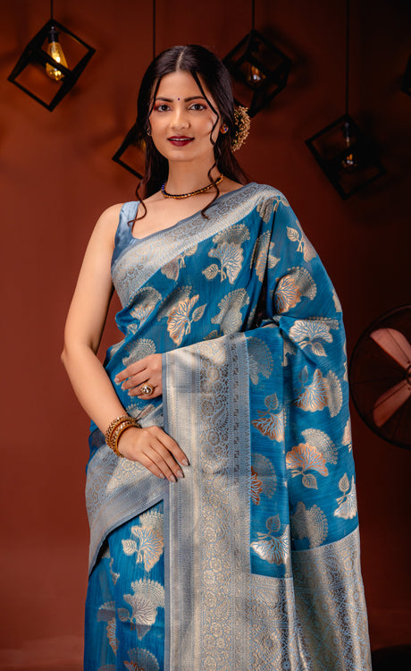 Mimosa Women's Woven Design Kanjivaram Style Art Silk Saree With Blouse Piece : SA00001735SFFREE