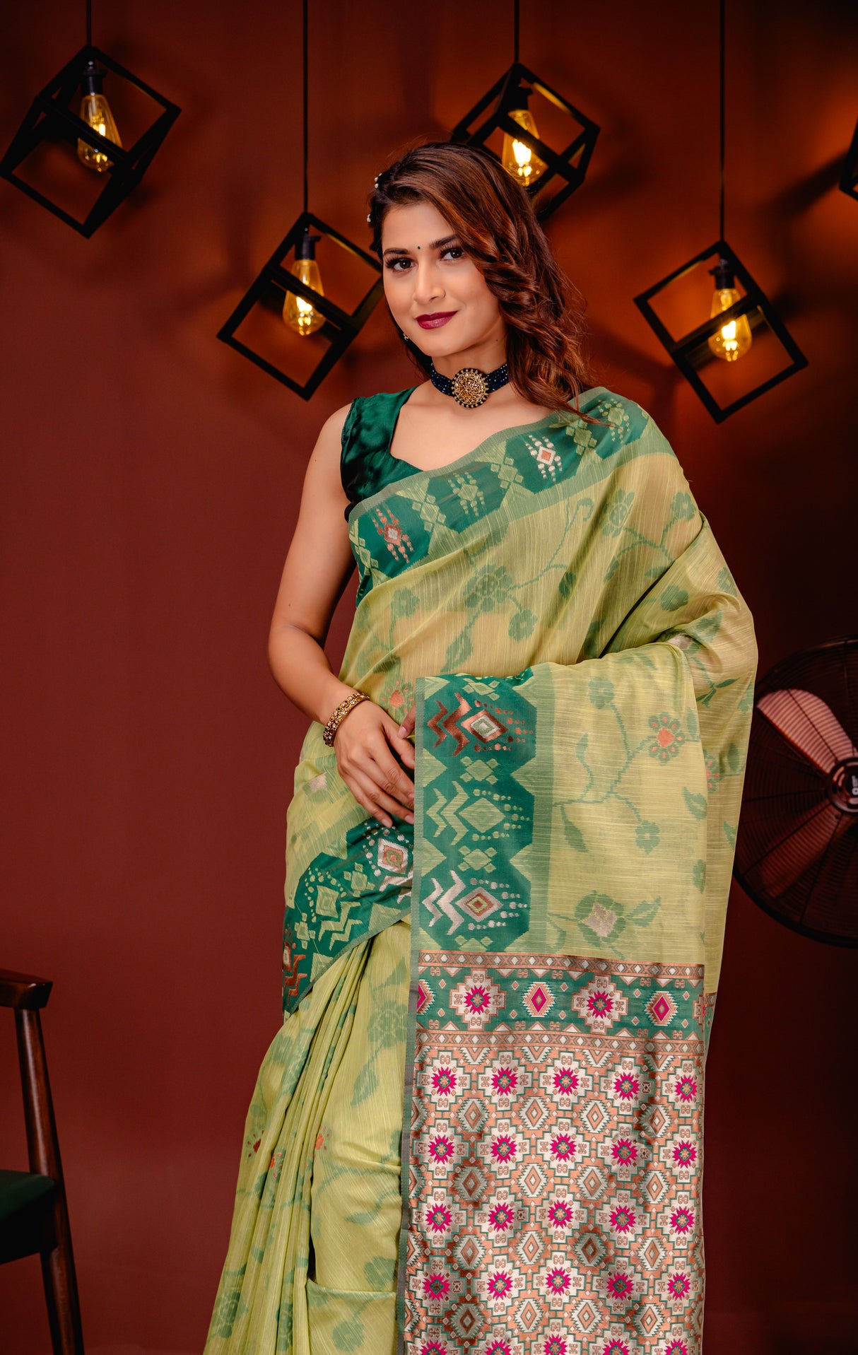 Mimosa Women's Woven Design ikat Style Art Silk Saree With Blouse Piece : SA00001793PGFREE