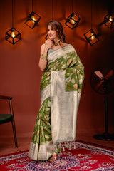 Mimosa Women's Woven Design Kanjivaram Style Art Silk Saree With Blouse Piece : SA00001742OLFREE