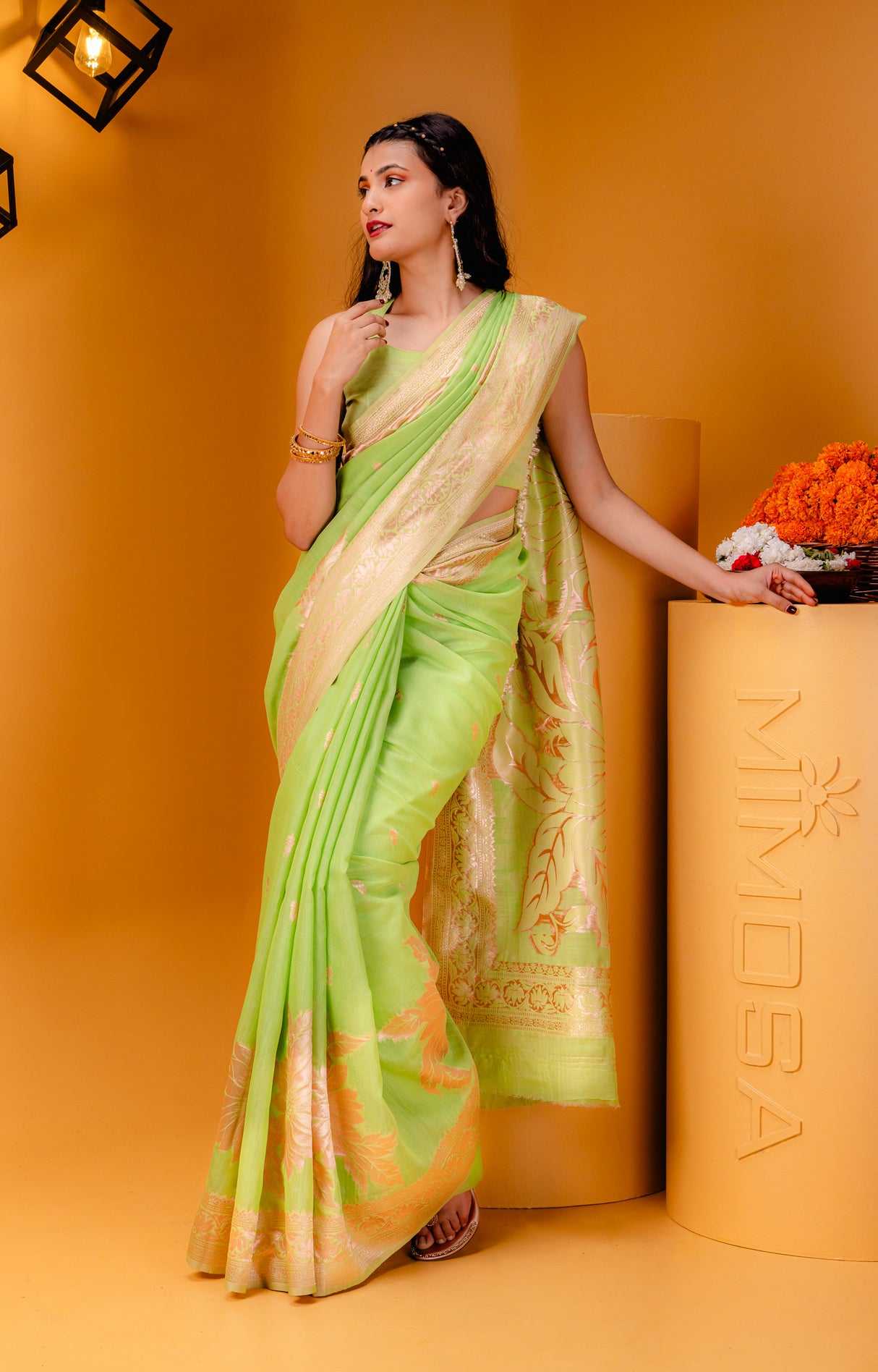 Mimosa Women's Woven Design Banarasi Style Art Silk Saree With Blouse Piece : SA00001780PSFREE