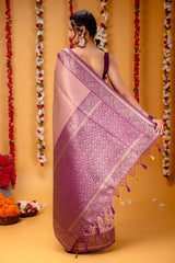 Mimosa Women's Woven Design Kanjivaram Style Art Silk Saree With Blouse Piece : SA00001586PCFREE