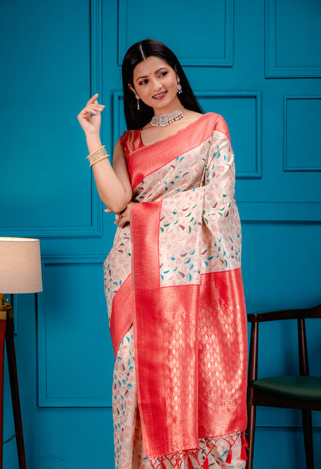 Mimosa Women's Woven Design Kanjivaram Style Art Silk Saree With Blouse Piece : SA00001596OFWFREE