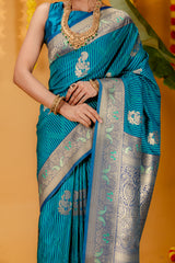 Mimosa Women's Woven Design Kanjivaram Style Art Silk Saree With Blouse Piece : SA00001648RMFREE