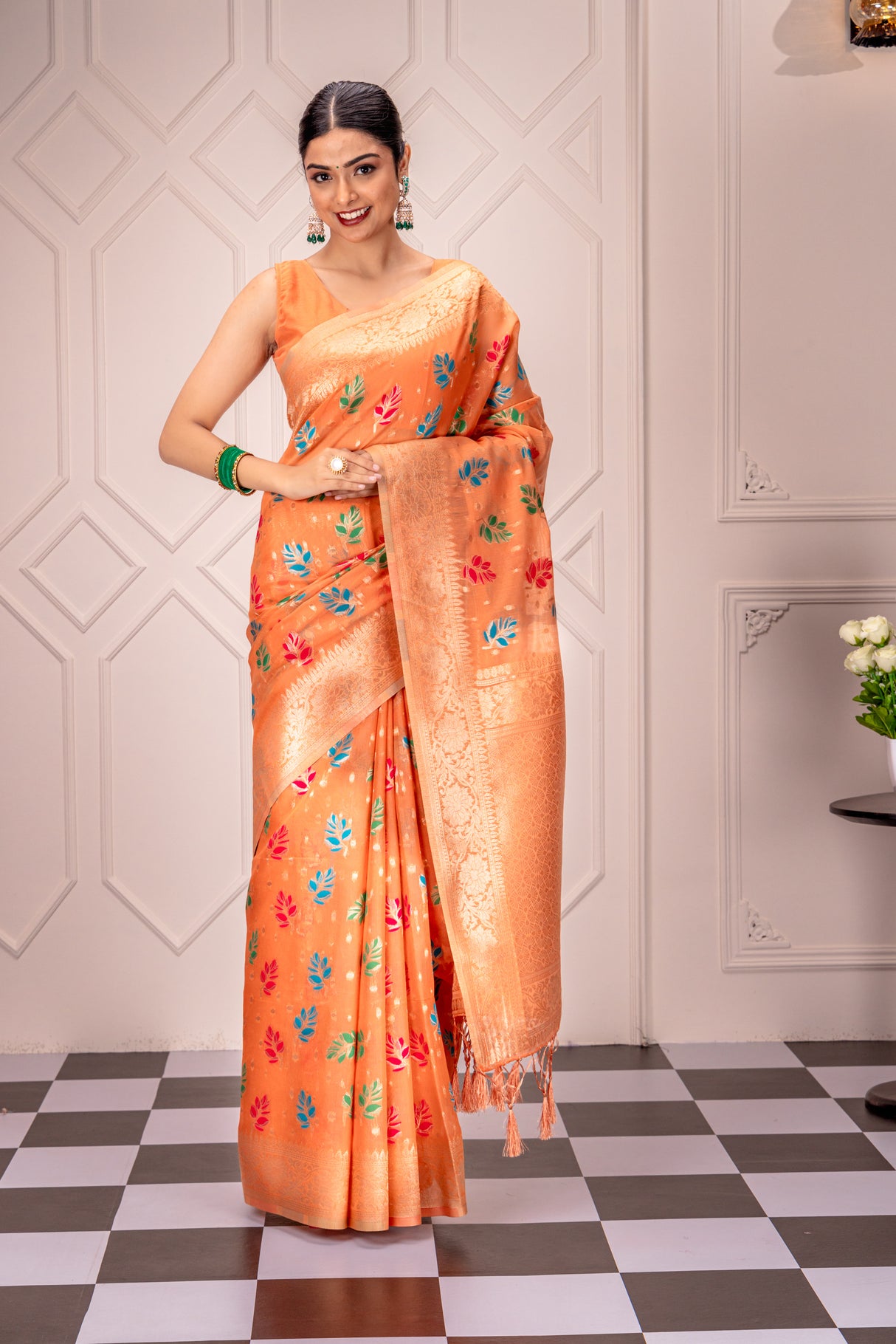 Mimosa Women's Woven Design Banarasi Style Art Silk Saree With Blouse Piece : SA00001603PCFREE