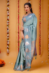 Mimosa Women's Woven Design Kanjivaram Style Art Silk Saree With Blouse Piece : SA00001760RMFREE