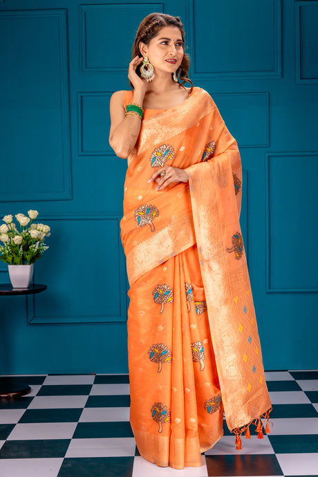 Mimosa Women's Woven Design Banarasi Style Art Silk Saree With Blouse Piece : SA00001740PCFREE