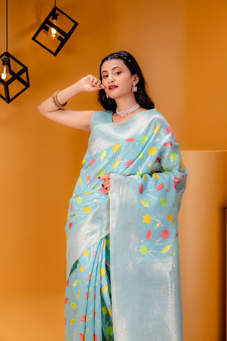 Mimosa Women's Woven Design Banarasi Style Art Silk Saree With Blouse Piece : SA00001602SFFREE