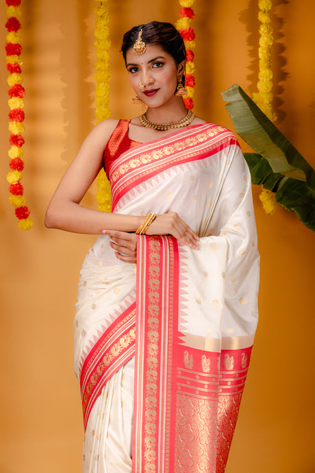 Mimosa Women's Woven Design Kanjivaram Style Art Silk Saree With Blouse Piece : SA00001733HWFREE