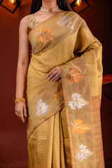 Mimosa Women's Woven Design Kanjivaram Style Art Silk Saree With Blouse Piece : SA00001760GDFREE