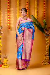 Mimosa Women's Woven Design Kanjivaram Style Art Silk Saree With Blouse Piece : SA00001610ANFREE