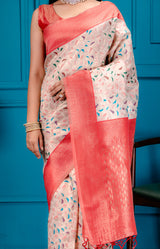 Mimosa Women's Woven Design Kanjivaram Style Art Silk Saree With Blouse Piece : SA00001596OFWFREE