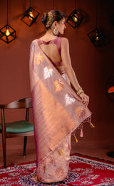 Mimosa Women's Woven Design Kanjivaram Style Art Silk Saree With Blouse Piece : SA00001760PCFREE