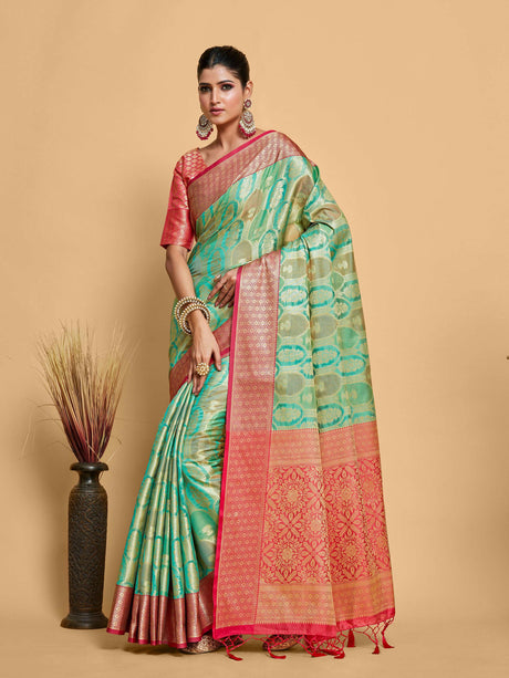 Mimosa Women's Woven Design Banarasi Art Silk Saree With Blouse Piece : SA00001244SFFREE