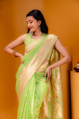 Mimosa Women's Woven Design Banarasi Style Art Silk Saree With Blouse Piece : SA00001780PSFREE