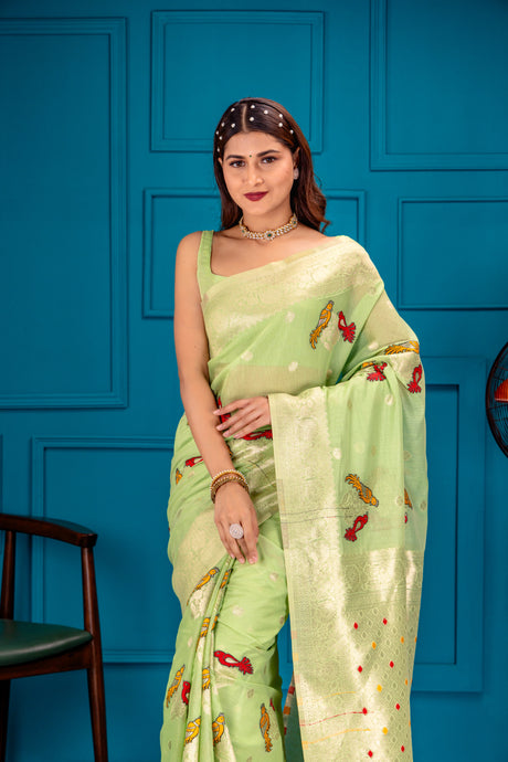 Mimosa Women's Woven Design Banarasi Style Art Silk Saree With Blouse Piece : SA00001739PSFREE