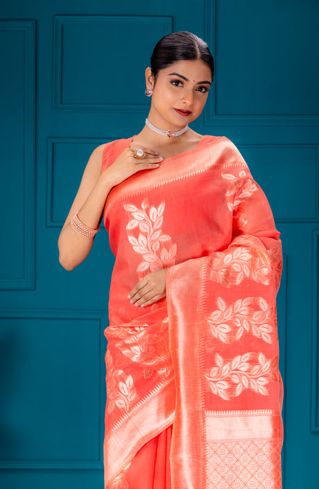 Mimosa Women's Woven Design Banarasi Style Art Silk Saree With Blouse Piece : SA00001765GJFREE