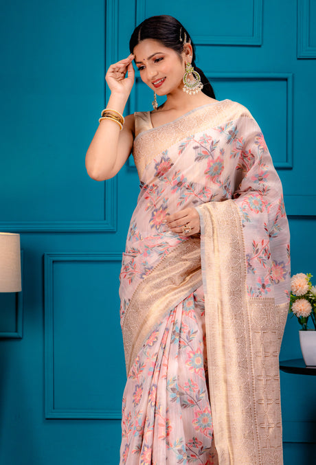 Mimosa Women's Woven Design Banarasi Style Art Silk Saree With Blouse Piece : SA00001801PNKFREE