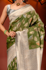 Mimosa Women's Woven Design Kanjivaram Style Art Silk Saree With Blouse Piece : SA00001742OLFREE