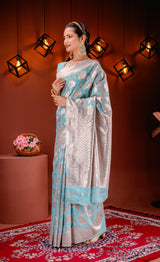 Mimosa Women's Woven Design Banarasi Style Art Silk Saree With Blouse Piece : SA00001763SFFREE