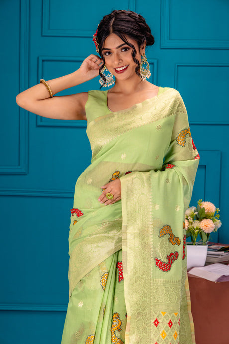 Mimosa Women's Woven Design Banarasi Style Art Silk Saree With Blouse Piece : SA00001743PSFREE
