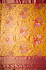 Mimosa Women's Woven Design Kanjivaram Style Art Silk Saree With Blouse Piece : SA00001820GDFREE
