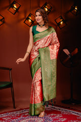 Mimosa Women's Woven Design Kanjivaram Style Art Silk Saree With Blouse Piece : SA00001783MRFREE